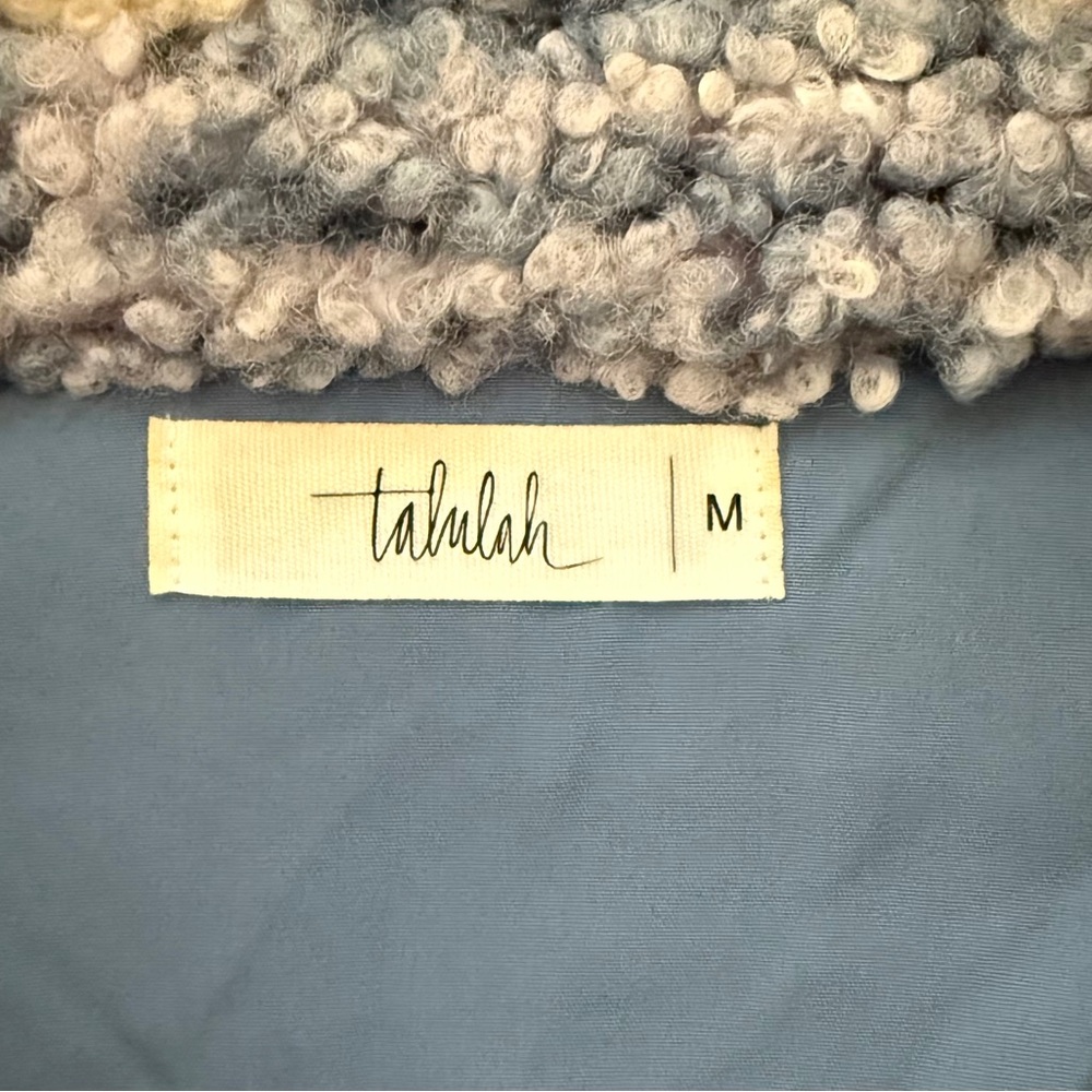 Shop Talulah Blue Moon Teddy Shacket, Size Medium, Blue and Cream Plaid. - Picture 2 of 3